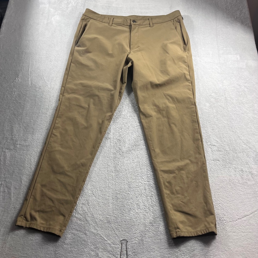 Lululemon Commission Slim Fit Pant 38 Khaki Tan Warpstreme Chino LM5AF2S